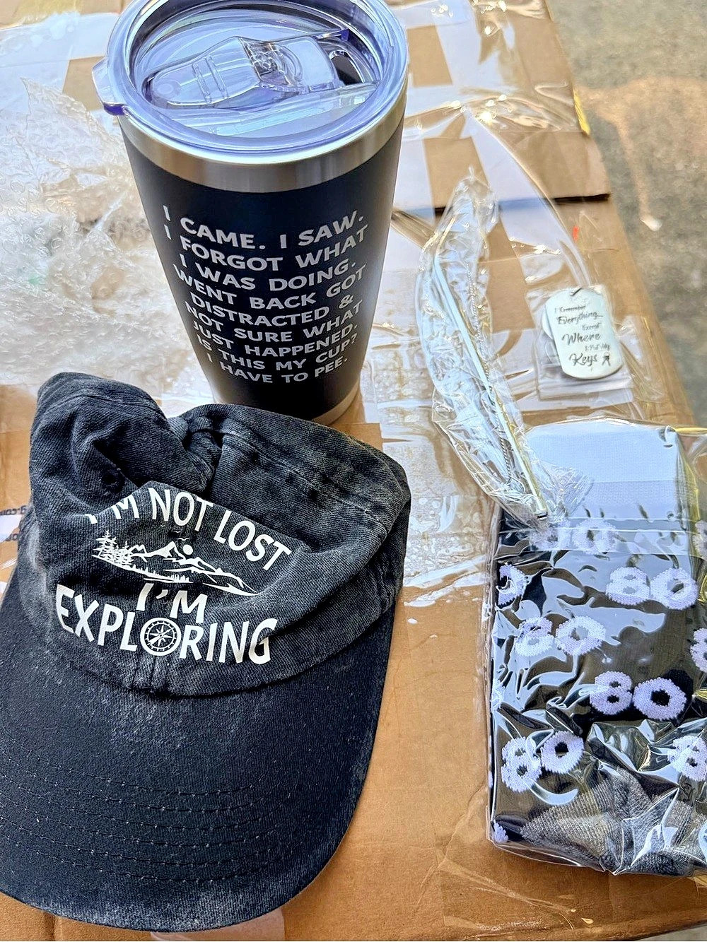 Black Embroidered Hat Gift Set NWT